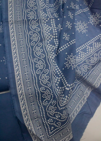 3 Piece Digital Printed Blue Color Unstitched Suit