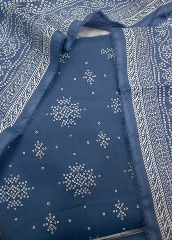 3 Piece Digital Printed Blue Color Unstitched Suit