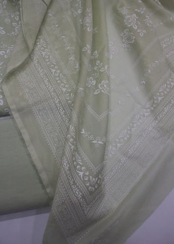 3 Piece Digital Printed Pista Green Color Unstitched Suit
