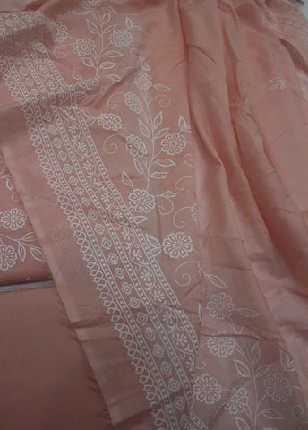 3 Piece Digital Printed Pista Peach Color Unstitched Suit