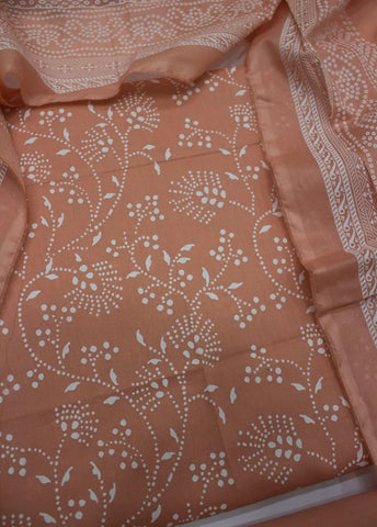 3 Piece Digital Printed Peach Color Unstitched Suit