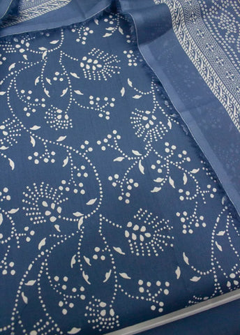3 Piece Digital Printed Navy Blue Color Unstitched Suit