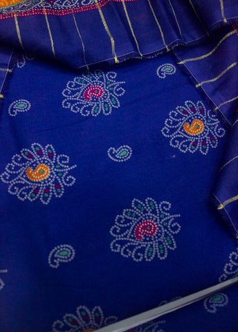 3 Piece Digital Printed Ink Blue Color Unstitched Suit