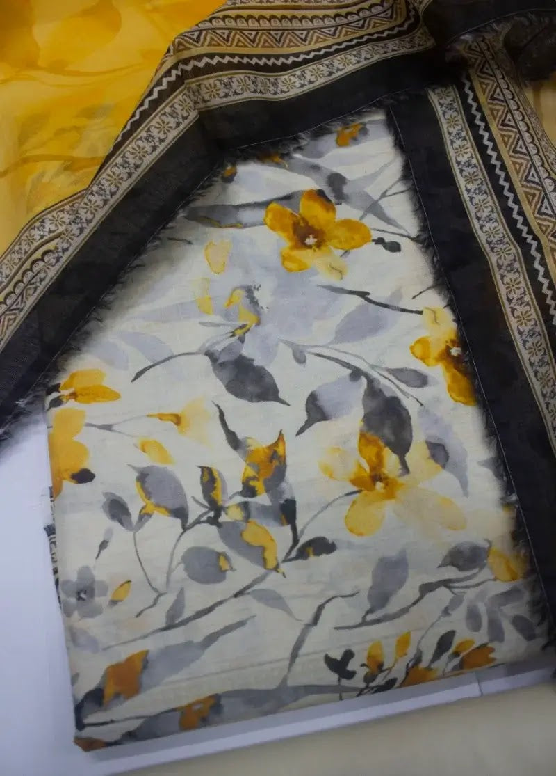 Bin Saeed Fabric - DPC-047- 3 Piece Cotton Printed UnStitched Suit