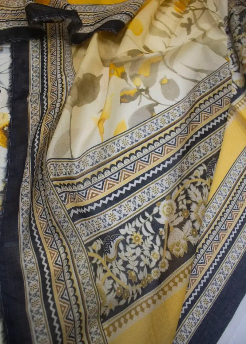 Bin Saeed Fabric - DPC-047- 3 Piece Cotton Printed UnStitched Suit