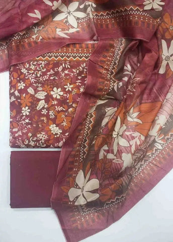 Bin Saeed Fabric - DPC-0702- 3 Piece Cotton Printed UnStitched Suit
