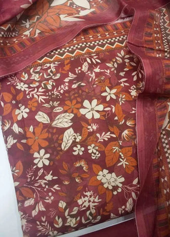 Bin Saeed Fabric - DPC-0702- 3 Piece Cotton Printed UnStitched Suit