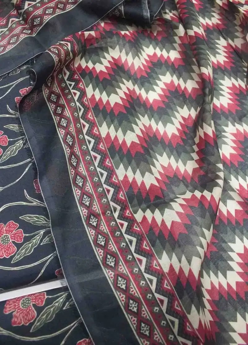 Bin Saeed Fabric - DPC-0703- 3 Piece Cotton Printed UnStitched Suit