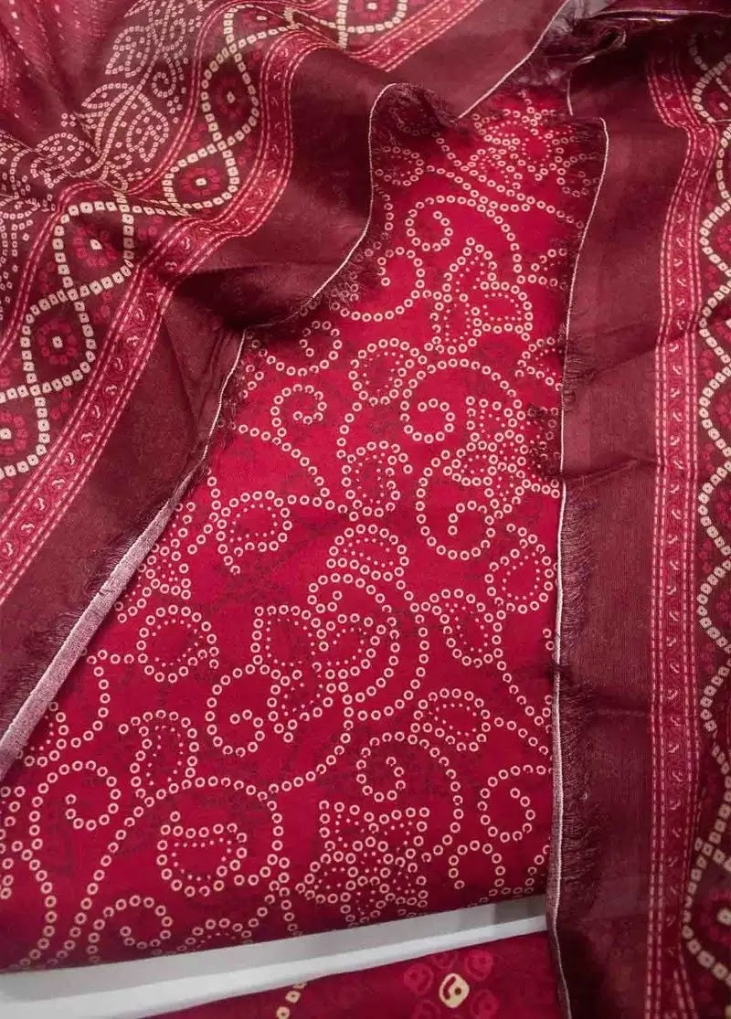 Bin Saeed Fabric - DPC-0704- 3 Piece Cotton Printed UnStitched Suit