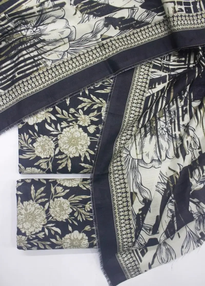 Bin Saeed Fabric - DPC-0705- 3 Piece Cotton Printed UnStitched Suit