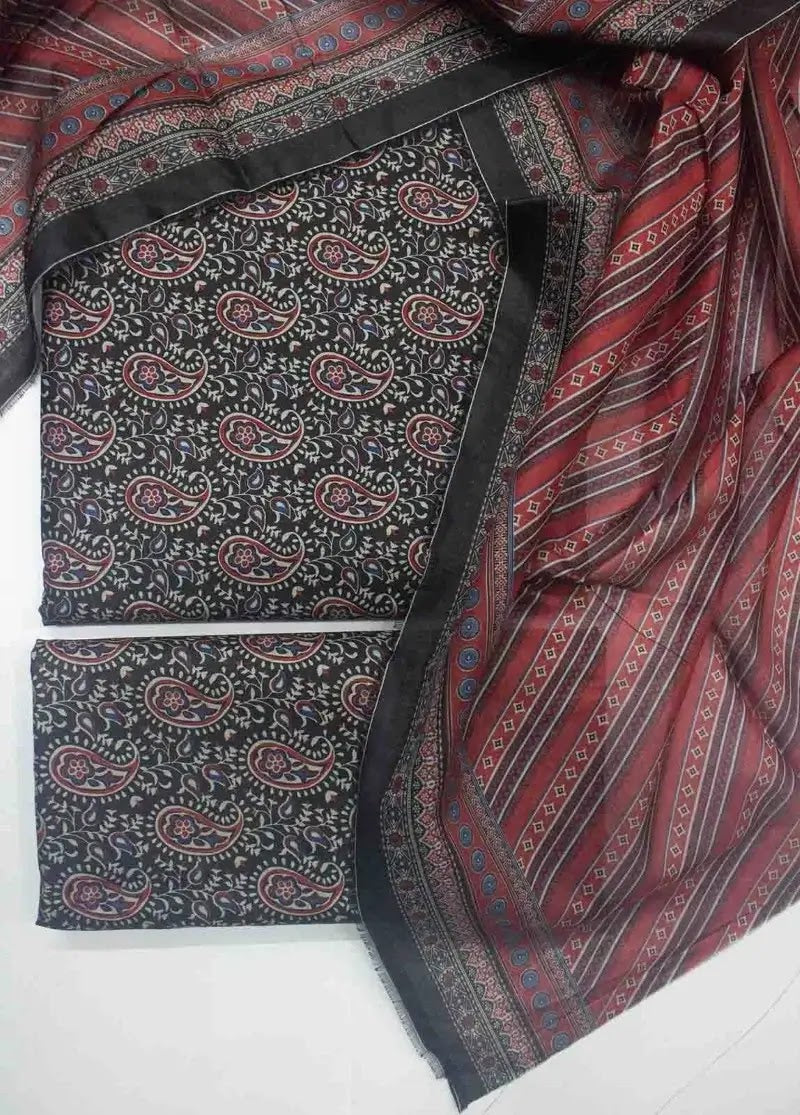 Bin Saeed Fabric - DPC-0706- 3 Piece Cotton Printed UnStitched Suit