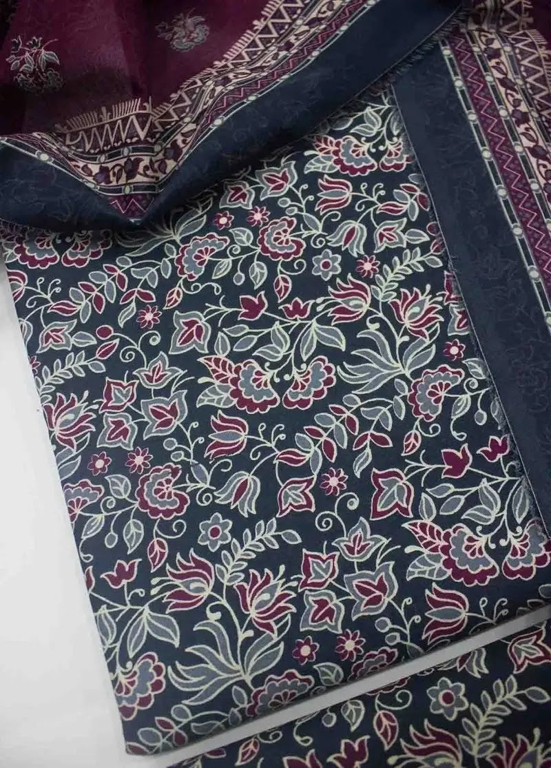 Bin Saeed Fabric - DPC-0707- 3 Piece Cotton Printed UnStitched Suit