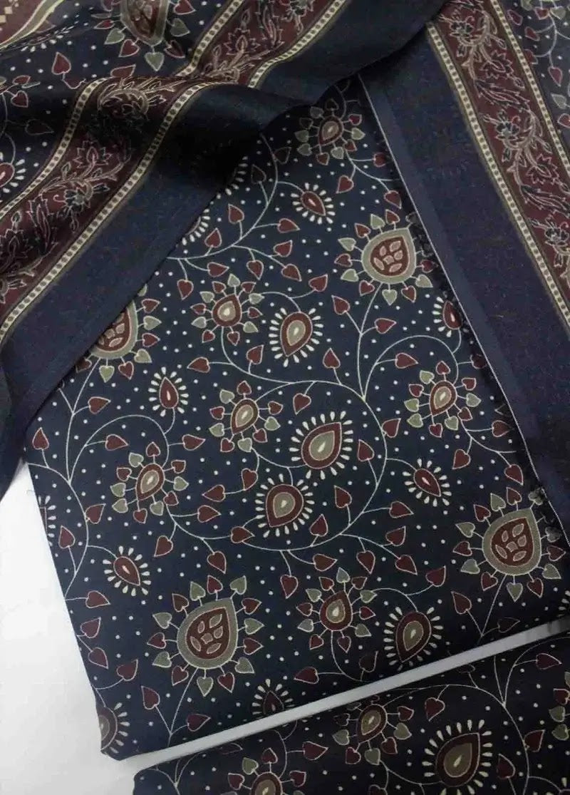 Bin Saeed Fabric - DPC-0709- 3 Piece Cotton Printed UnStitched Suit