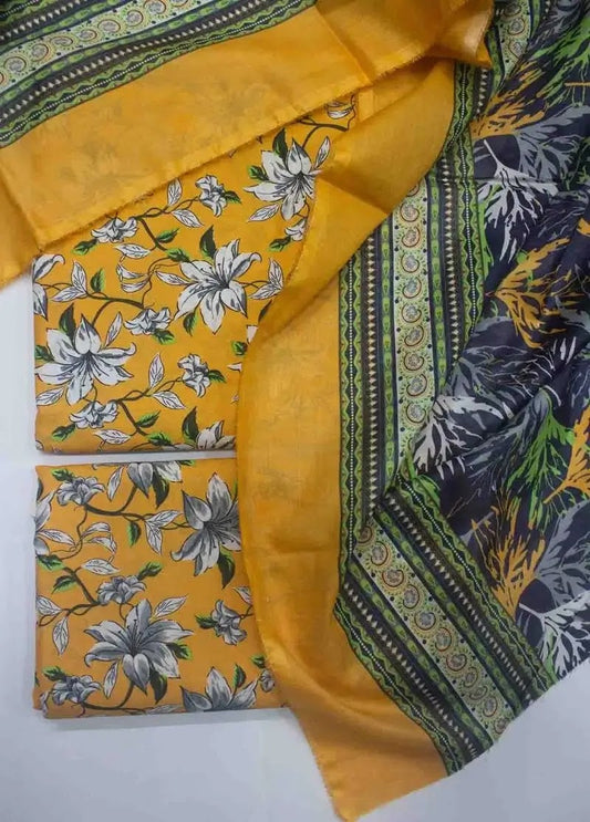 Bin Saeed Fabric - DPC-0710- 3 Piece Cotton Printed UnStitched Suit