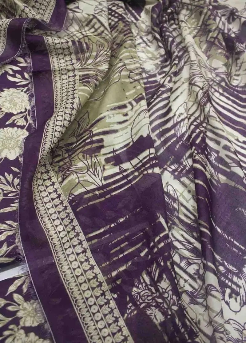 Bin Saeed Fabric - DPC-0711- 3 Piece Cotton Printed UnStitched Suit