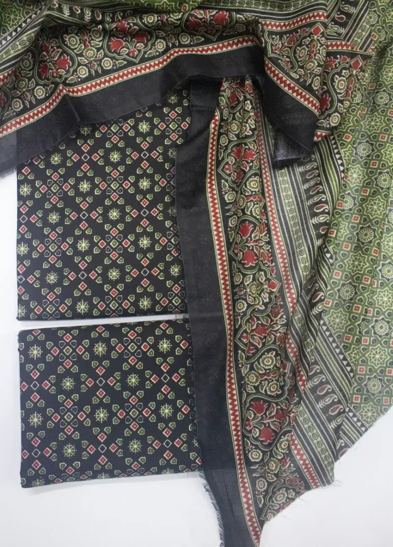 Bin Saeed Fabric - DPC-0713- 3 Piece Cotton Printed UnStitched Suit
