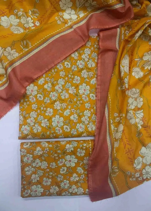 Bin Saeed Fabric - DPC-0714- 3 Piece Cotton Printed UnStitched Suit