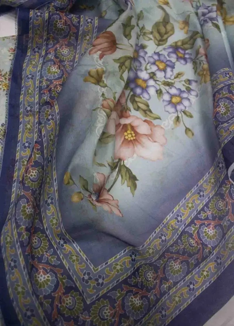 Bin Saeed Fabric - DPC-0723- 3 Piece Cotton Printed UnStitched Suit