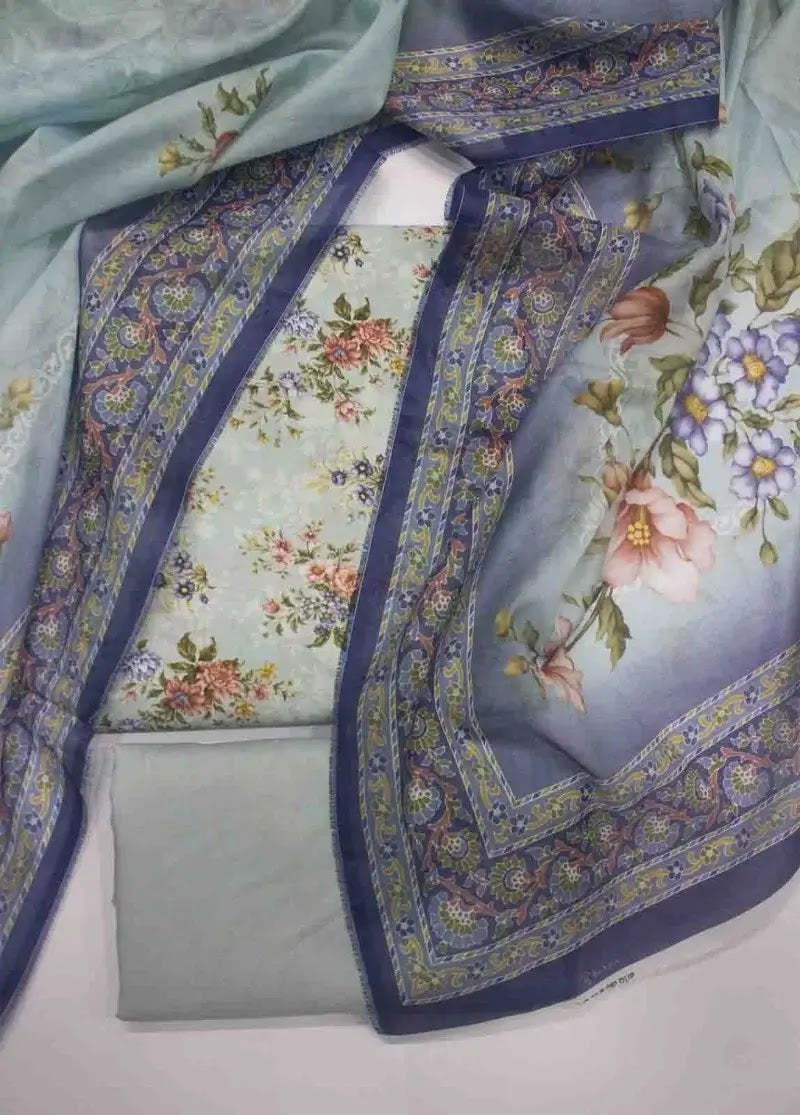 Bin Saeed Fabric - DPC-0723- 3 Piece Cotton Printed UnStitched Suit