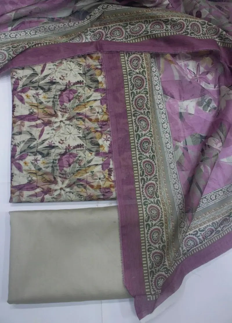 Bin Saeed Fabric - DPC-0724- 3 Piece Cotton Printed UnStitched Suit