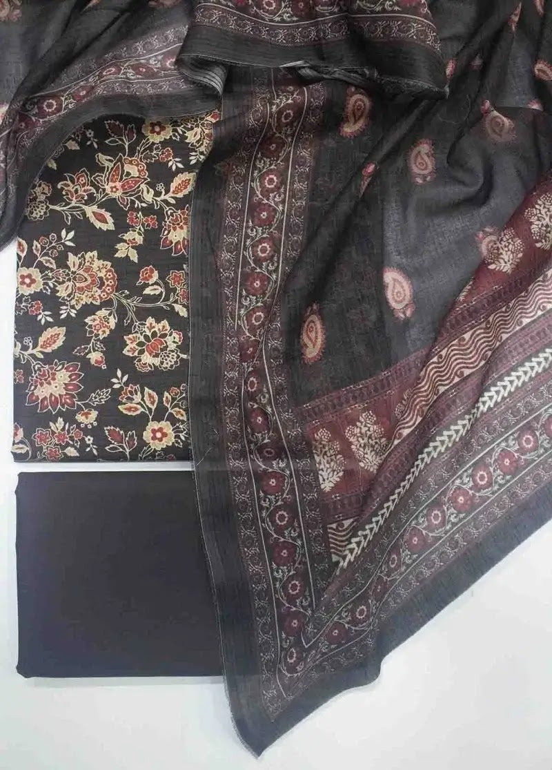 Bin Saeed Fabric - DPC-0725- 3 Piece Cotton Printed UnStitched Suit