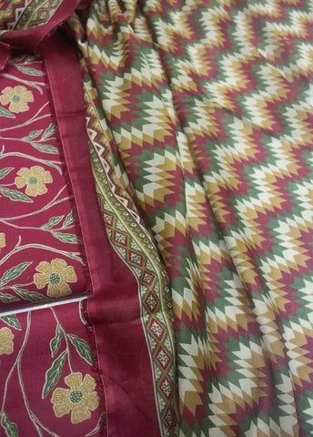 Bin Saeed Fabric - DPC-0731- 3 Piece Cotton Printed UnStitched Suit