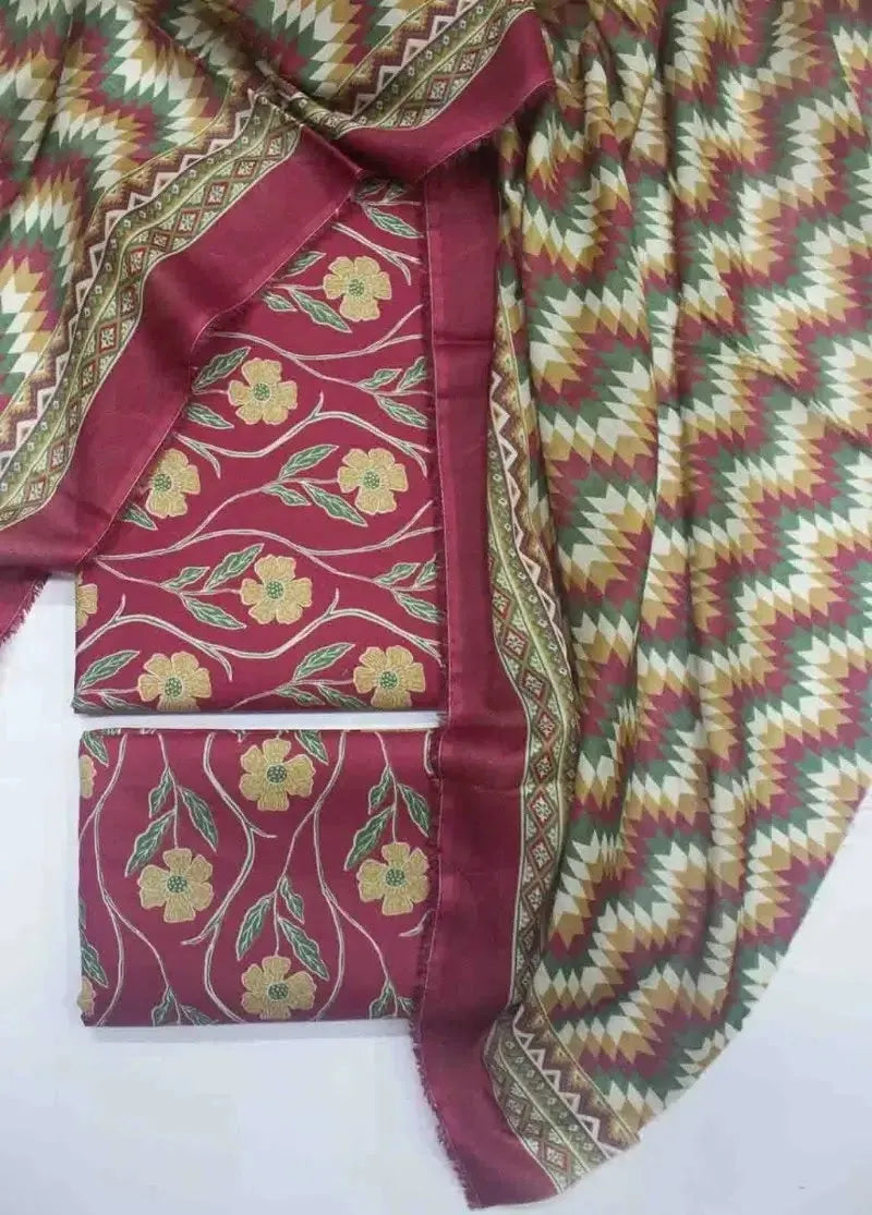 Bin Saeed Fabric - DPC-0731- 3 Piece Cotton Printed UnStitched Suit