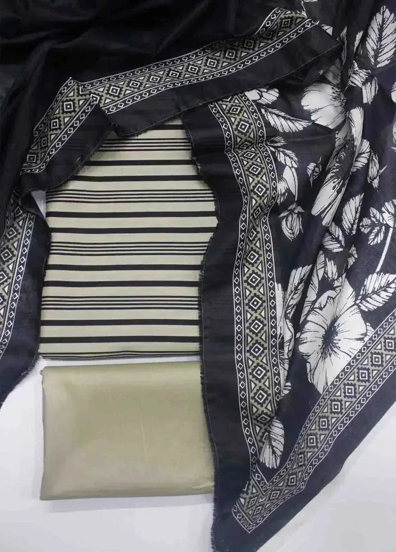 Bin Saeed Fabric - DPC-0733 A- 3 Piece Cotton Printed UnStitched Suit