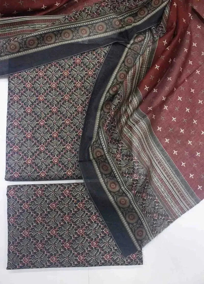 Bin Saeed Fabric - DPC-0737- 3 Piece Cotton Printed UnStitched Suit