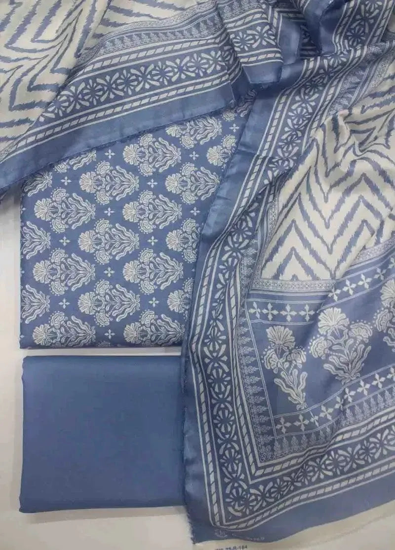 Bin Saeed Fabric - DPC-0738- 3 Piece Cotton Printed UnStitched Suit