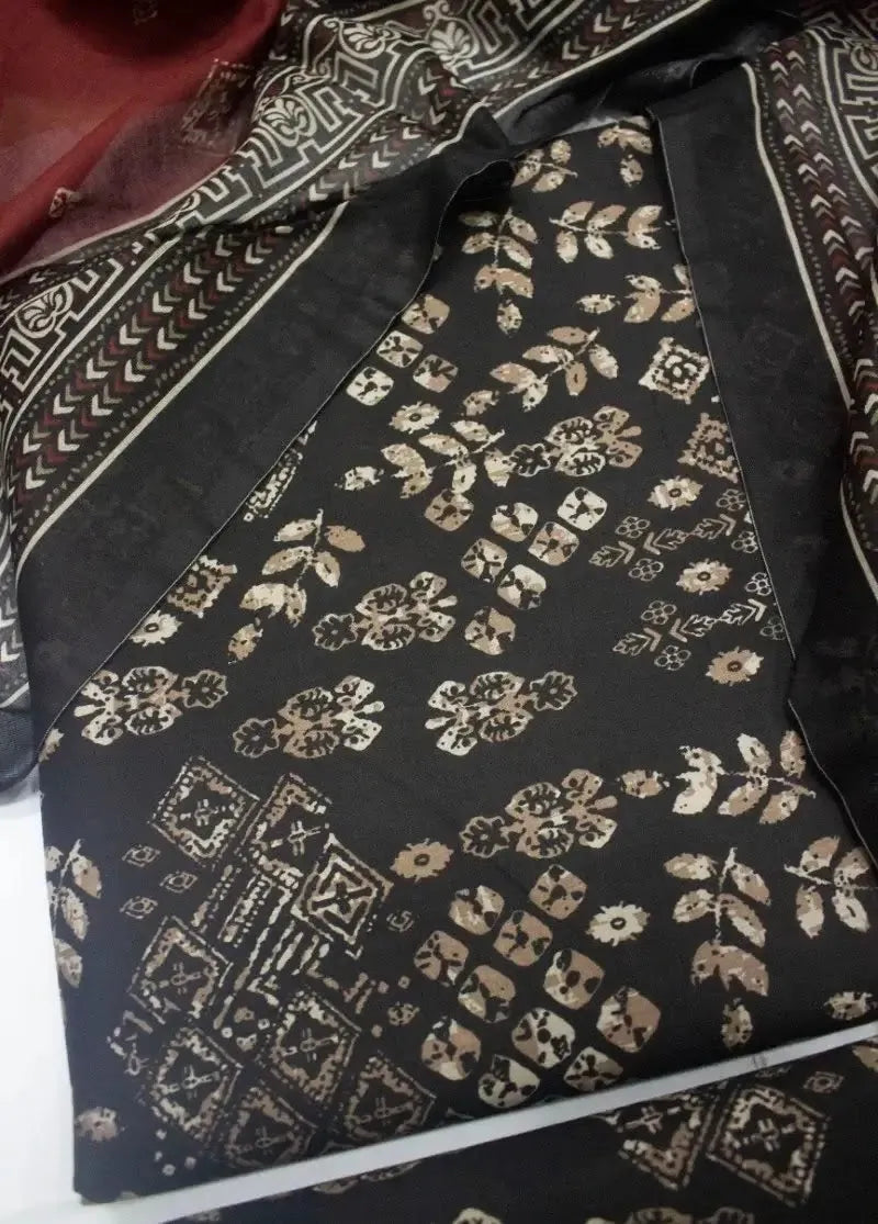 Bin Saeed Fabric - DPC-0740- 3 Piece Cotton Printed UnStitched Suit