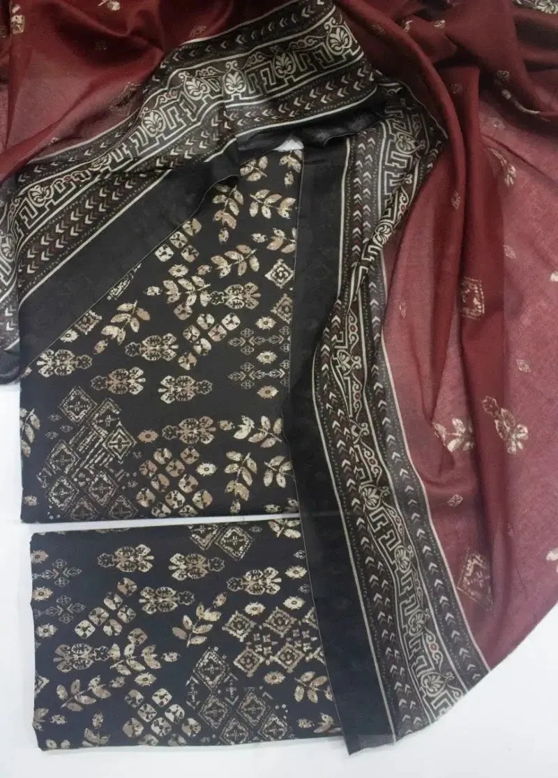 Bin Saeed Fabric - DPC-0740- 3 Piece Cotton Printed UnStitched Suit