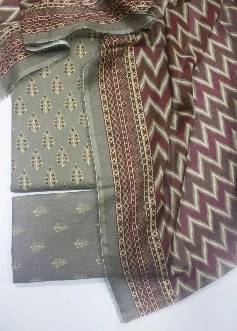 Bin Saeed Fabric - DPC-0742- 3 Piece Cotton Printed UnStitched Suit