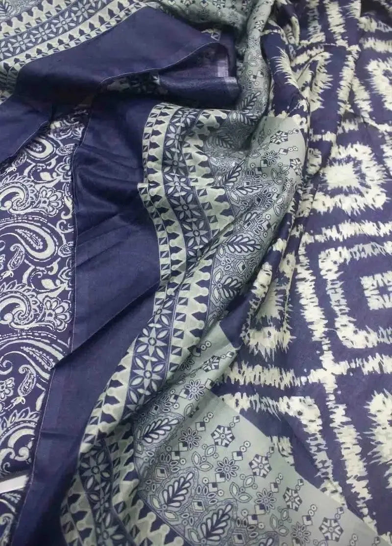 Bin Saeed Fabric - DPC-0743- 3 Piece Cotton Printed UnStitched Suit