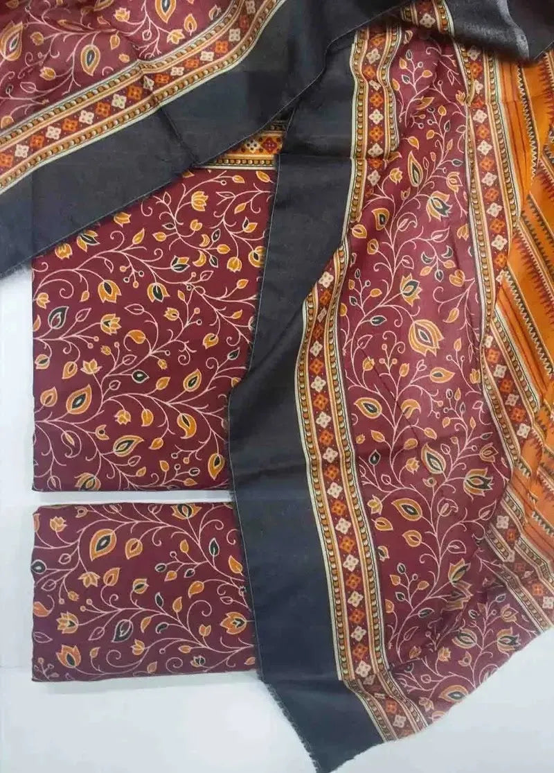 Bin Saeed Fabric - DPC-0745- 3 Piece Cotton Printed UnStitched Suit