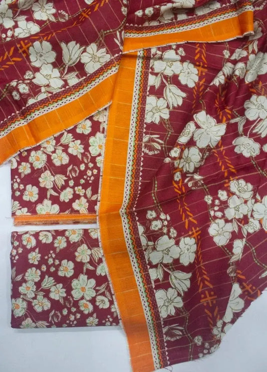Bin Saeed Fabric - DPC-0746- 3 Piece Cotton Printed UnStitched Suit