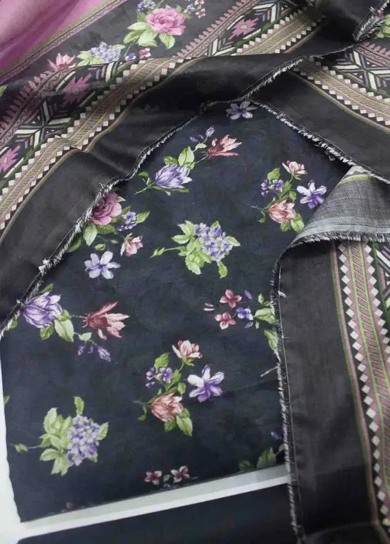 Bin Saeed Fabric - DPC-0747- 3 Piece Cotton Printed UnStitched Suit