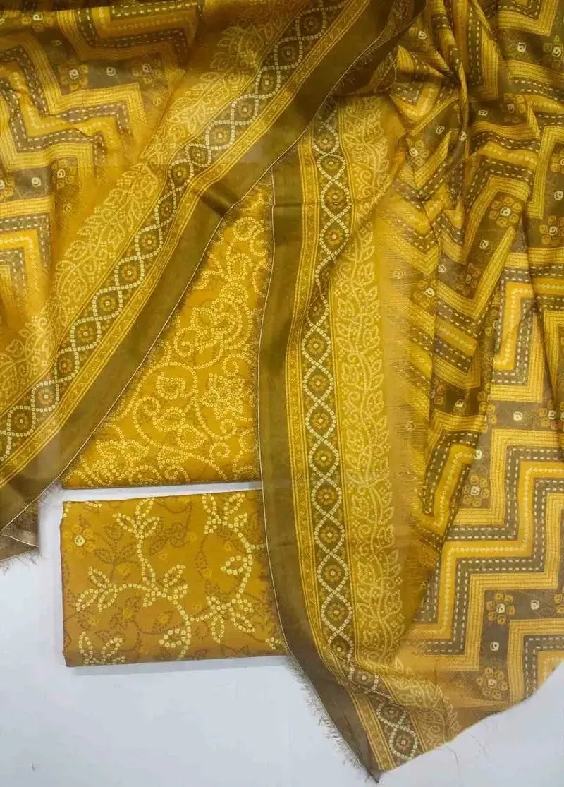 Bin Saeed Fabric - DPC-0748- 3 Piece Cotton Printed UnStitched Suit