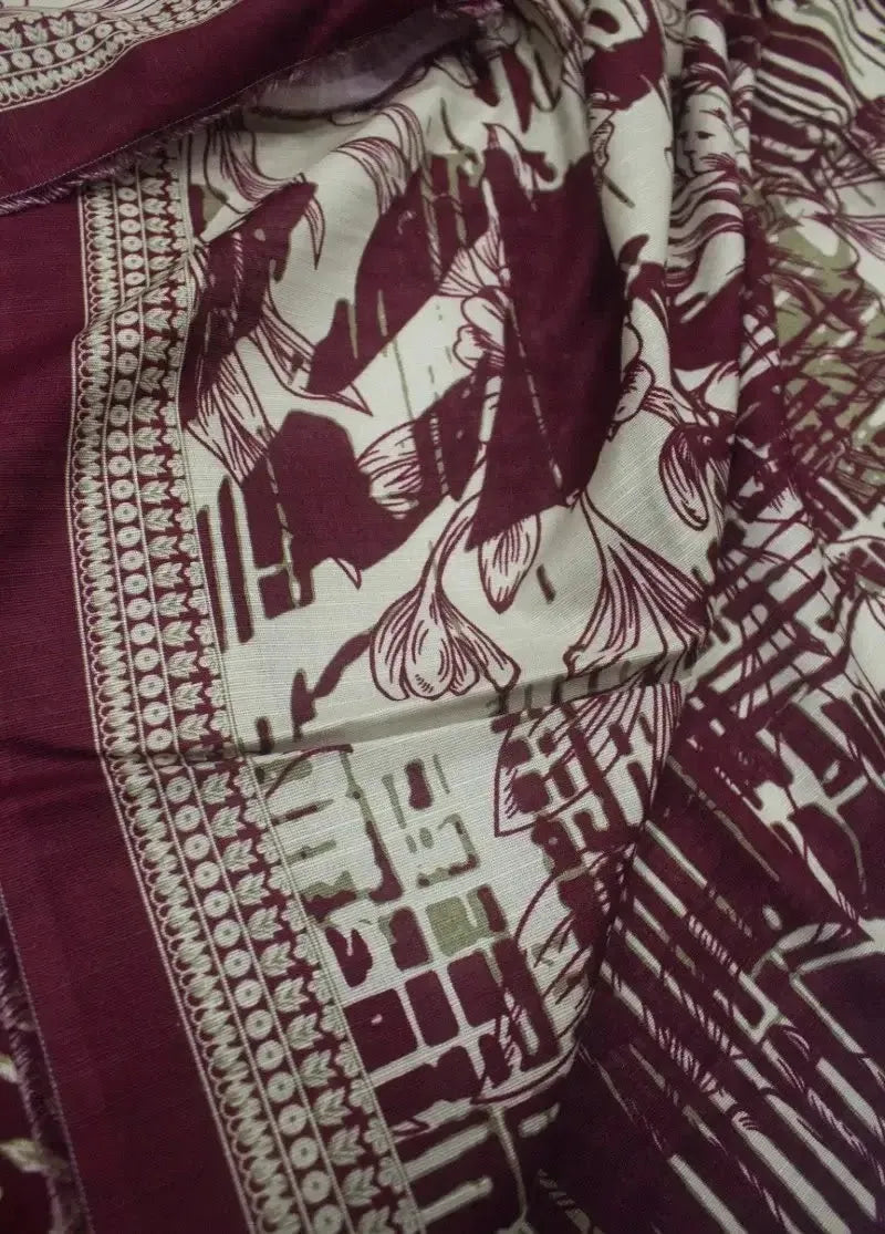 Bin Saeed Fabric - DPC-0750- 3 Piece Cotton Printed UnStitched Suit