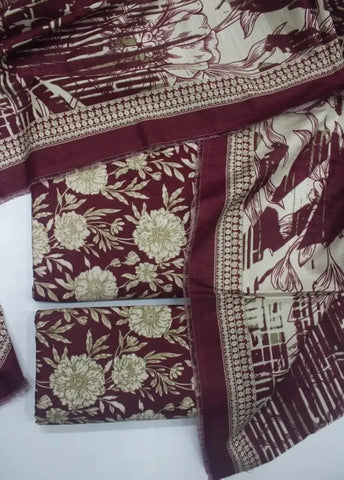 Bin Saeed Fabric - DPC-0750- 3 Piece Cotton Printed UnStitched Suit