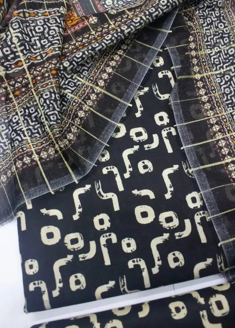 Bin Saeed Fabric - DPC-0753- 3 Piece Cotton Printed UnStitched Suit