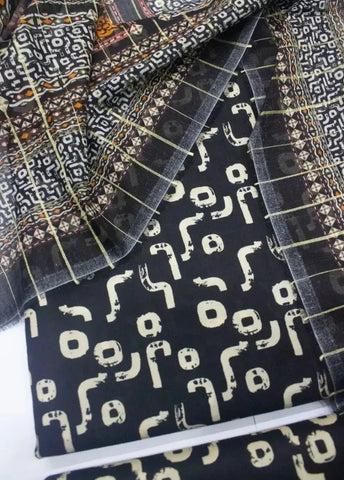 Bin Saeed Fabric - DPC-0753- 3 Piece Cotton Printed UnStitched Suit