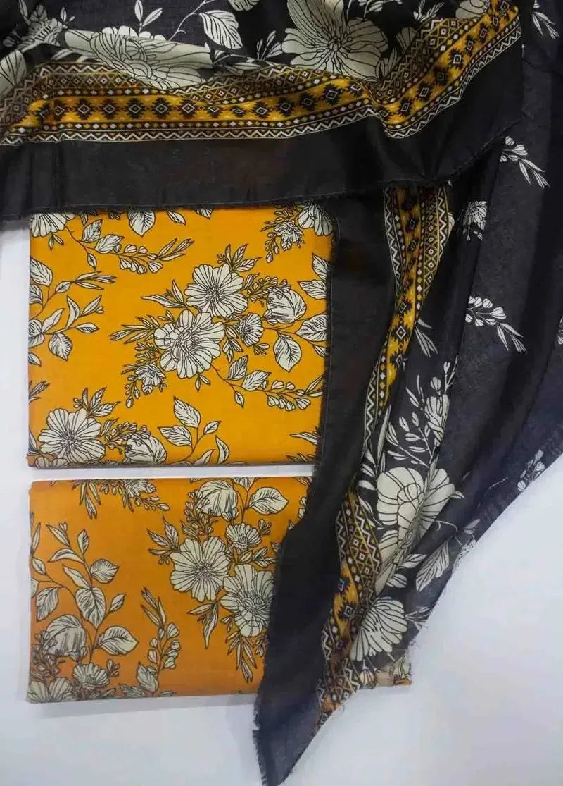 Bin Saeed Fabric - DPC-0754- 3 Piece Cotton Printed UnStitched Suit