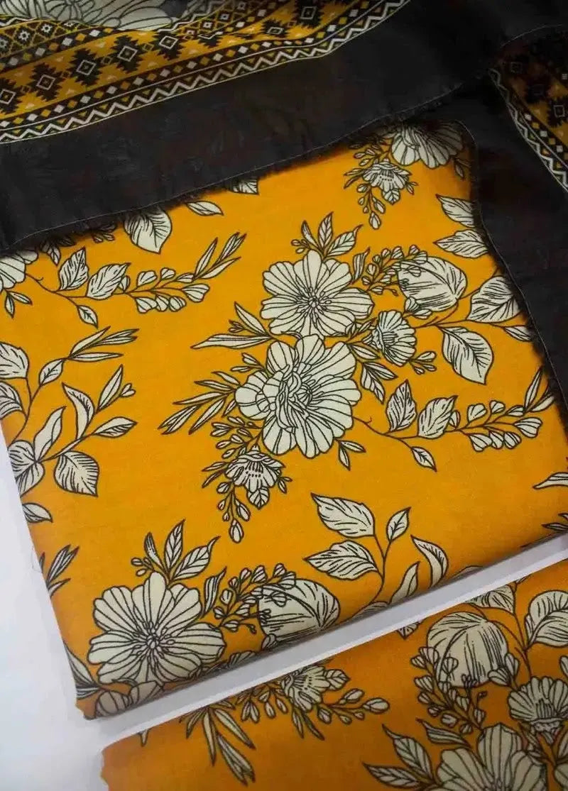 Bin Saeed Fabric - DPC-0754- 3 Piece Cotton Printed UnStitched Suit