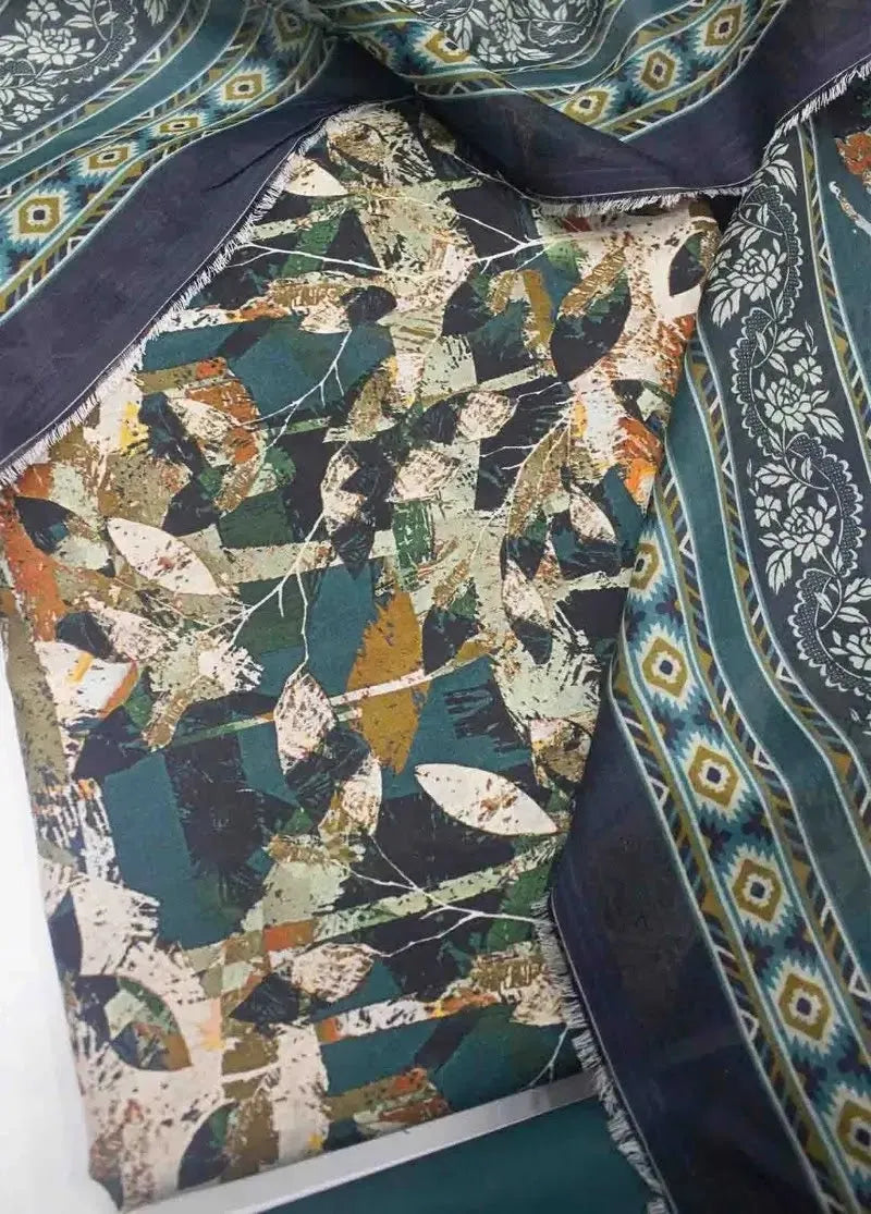 Bin Saeed Fabric - DPC-0757- 3 Piece Cotton Printed UnStitched Suit