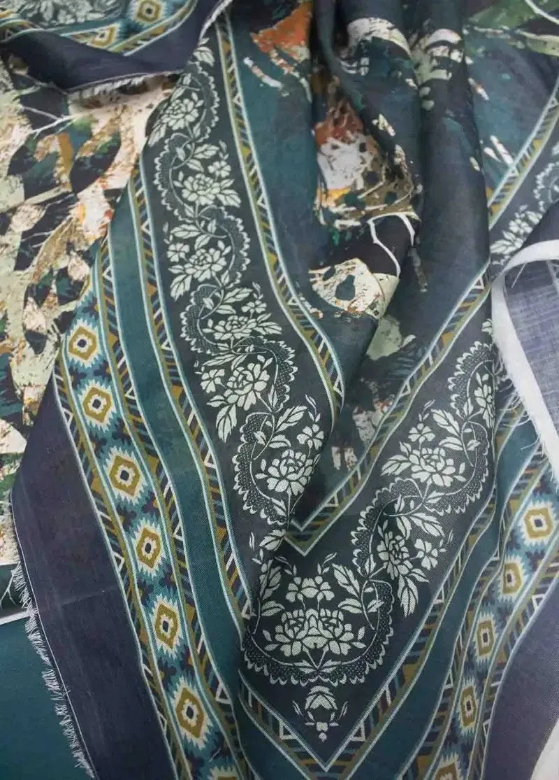 Bin Saeed Fabric - DPC-0757- 3 Piece Cotton Printed UnStitched Suit