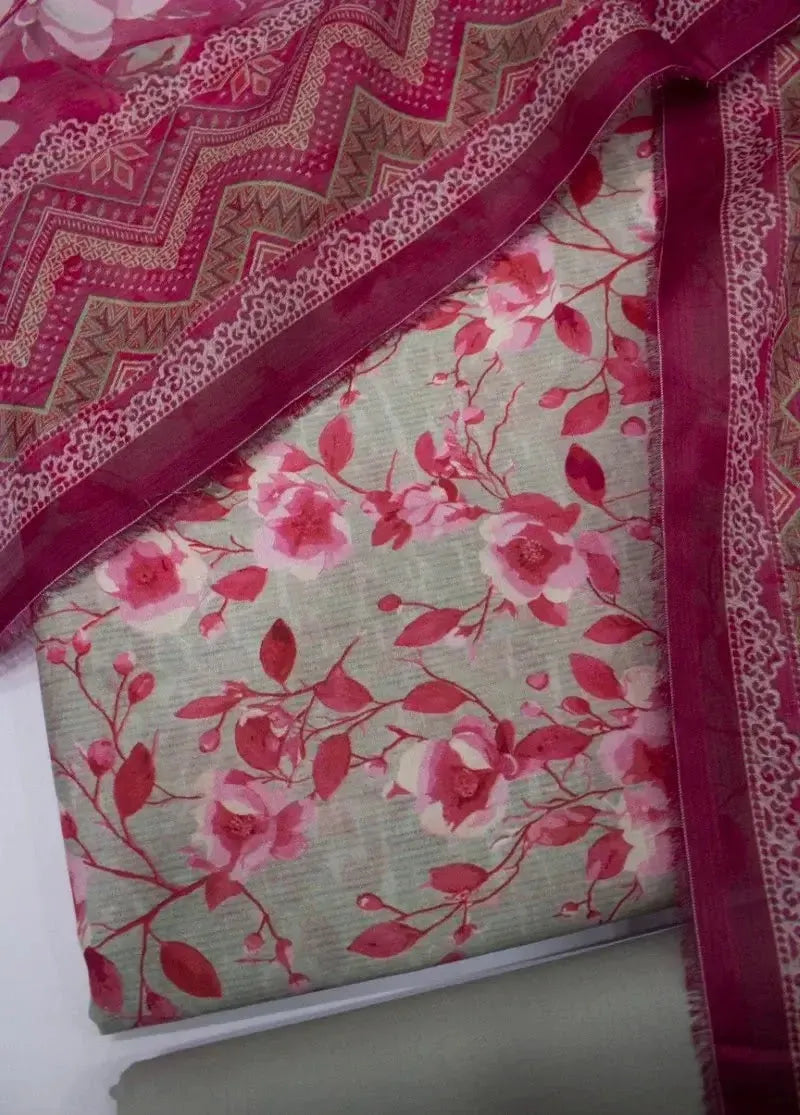 Bin Saeed Fabric - DPC-0760- 3 Piece Cotton Printed UnStitched Suit