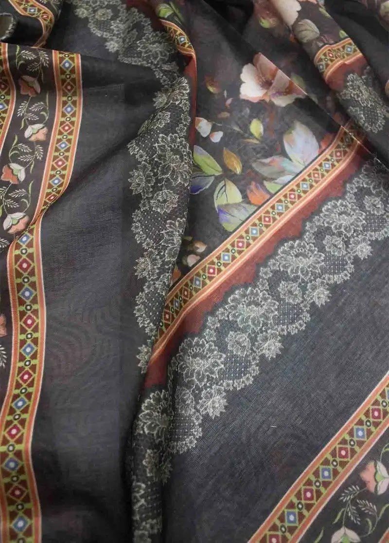 Bin Saeed Fabric - DPC-0761- 3 Piece Cotton Printed UnStitched Suit