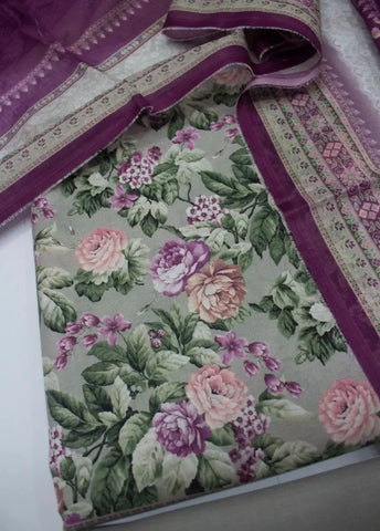 Bin Saeed Fabric - DPC-0762- 3 Piece Cotton Printed UnStitched Suit