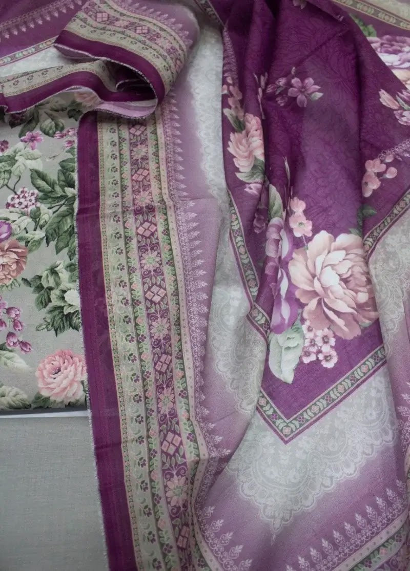Bin Saeed Fabric - DPC-0762- 3 Piece Cotton Printed UnStitched Suit